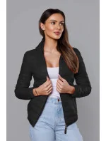 Černá dámská prošívaná bunda s kapucí model 18044793 - S'WEST Černá dámská prošívaná bunda s kapucí model 18044793 - S'WEST