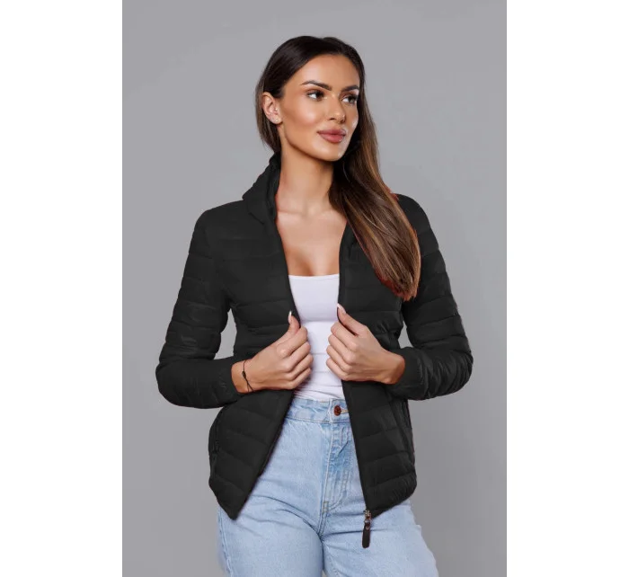 Černá dámská prošívaná bunda s kapucí model 18044793 - S'WEST Černá dámská prošívaná bunda s kapucí model 18044793 - S'WEST