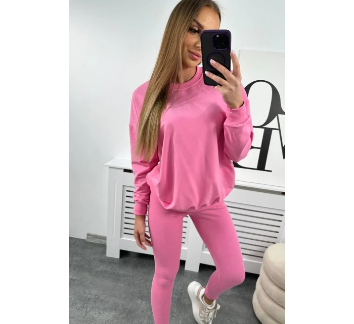 Bavlněná mikina + legíny světle růžová