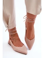 Wiązane Damskie Baleriny Zdobione Ćwiekami Beżowe Jange Wiązane Damskie Baleriny Zdobione Ćwiekami Beżowe Jange