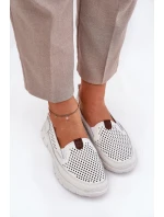 Ażurowe Baleriny Ze Skóry Naturalnej Vinceza 95336 Białe