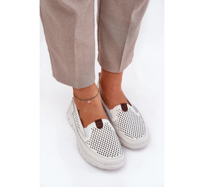 Ażurowe Baleriny Ze Skóry Naturalnej Vinceza 95336 Białe