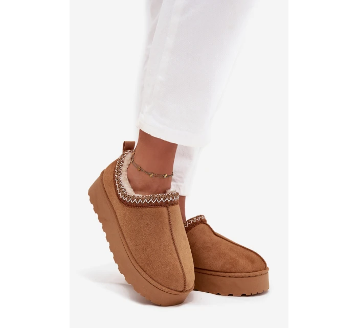 Nízké dámské sněhule s výšivkou na platformě Camel model 21711305 - Boto