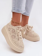 Dámske pletené tenisky na platforme Beige Evalora