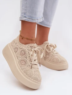 Spletané dámské tenisky na platformě Béžové Evalora