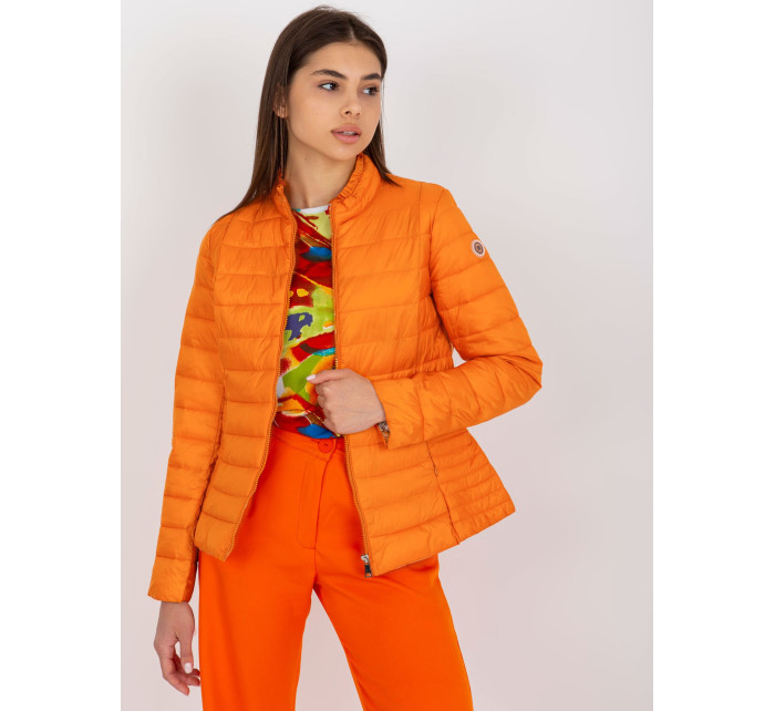 Oranžová prešívaná bunda bez kapucne