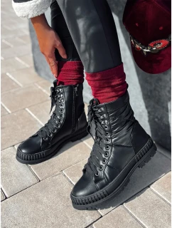 Dámské šněrovací boty s podrážkou černé Dstreet model 21981484 - FashionStreet