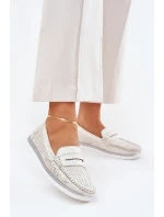 Mokasyny Damskie Z Eko Skóry Srebrne Bralithia