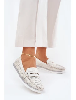 Mokasyny Damskie Z Eko Skóry Srebrne Bralithia