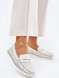 Mokasyny Damskie Z Eko Skóry Srebrne Bralithia