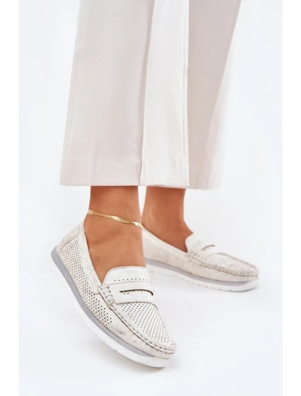 Mokasyny Damskie Z Eko Skóry Srebrne Bralithia