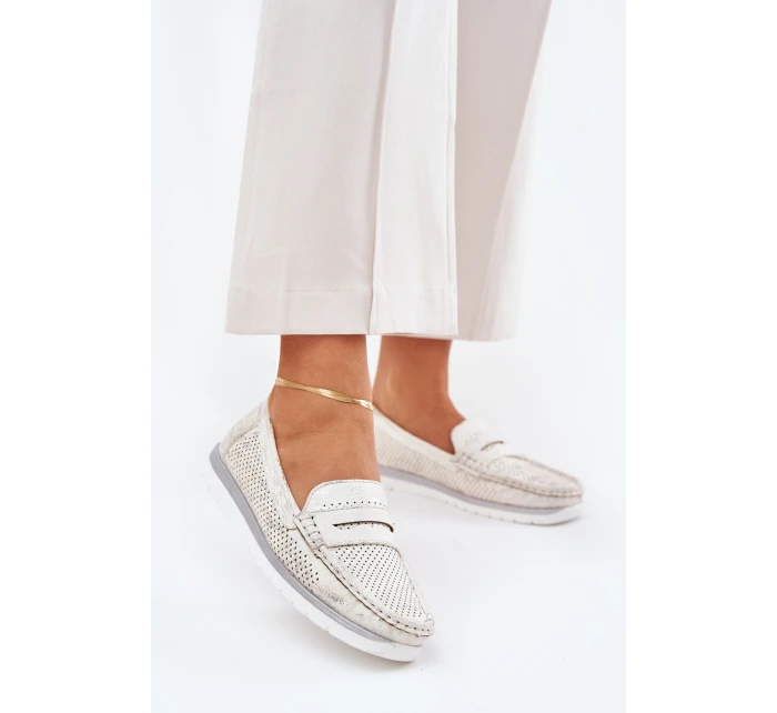 Mokasyny Damskie Z Eko Skóry Srebrne Bralithia