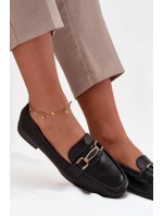 Półbuty Loafersy Damskie Z Ozdobą Czarne Priscelle