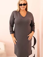 Dámska plus size sukňa maslová V-výstrih s rukávmi graphite