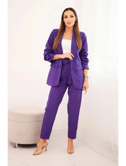 Elegantní souprava saka a kalhot fialové barvy