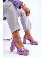 Damskie Zamszowe Sandały Na Obcasie I Platformie Fioletowe Verda Damskie Zamszowe Sandały Na Obcasie I Platformie Fioletowe Verda