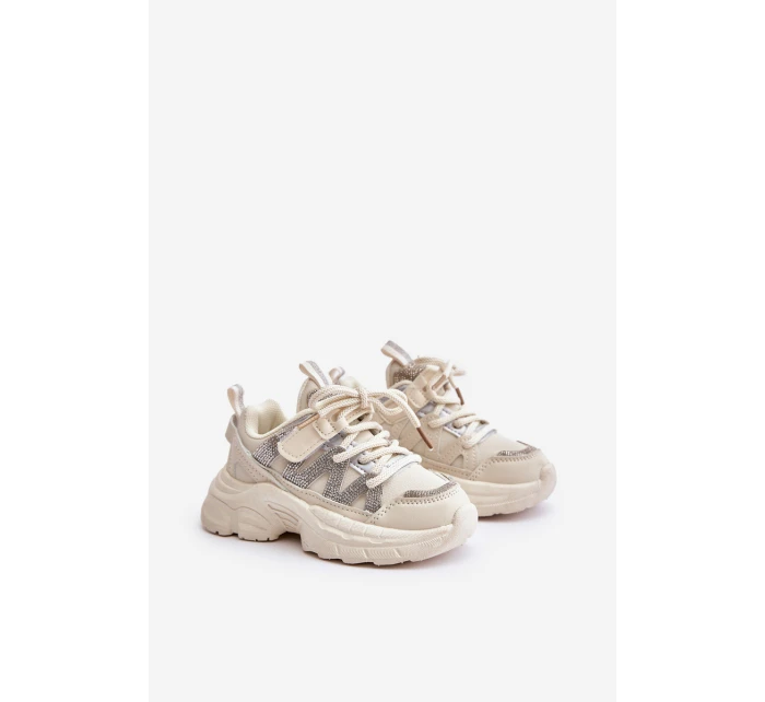Sneakersy Dziecięce Z Cyrkoniami Beżowe Rianalla Sneakersy Dziecięce Z Cyrkoniami Beżowe Rianalla