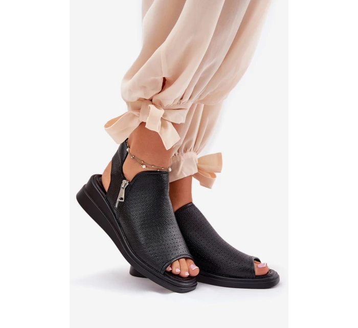 Sandały Damskie Na Koturnie Czarne Mevinette