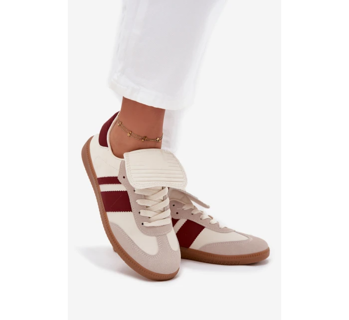 Niskie Sneakersy Damskie Z Wywiniętym Językiem Bordowe Ardira