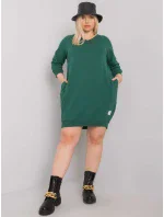 Tmavě zelené plus size šaty s kapsami Tmavě zelené plus size šaty s kapsami