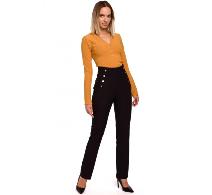 M530 Nohavice s vysokým pásom a ozdobnými cvočkami - čierne