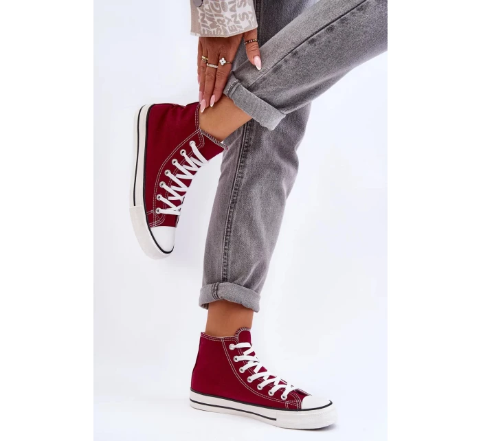 Dámské Klasické Vysoké Tenisky Bordó Remos