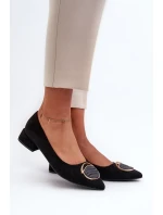 Lodičky na nízkom podpätku z eko semišu S.Barski Black