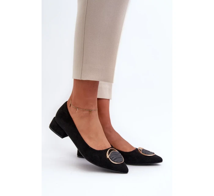 Lodičky na nízkom podpätku z eko semišu S.Barski Black