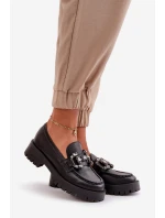 Damskie Skórzane Mokasyny Z Ozdobą CheBello 4369 Czarne