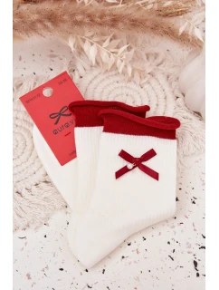 Ženské vánoční punčochy s mašlí Bílá