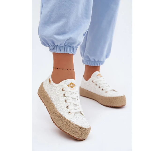 Krajkové tenisky espadrilky na platformě model 22102795 Bílé - Lee Cooper