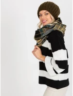 Tunelová šála AT KM model 17833745 černá a béžová - FPrice