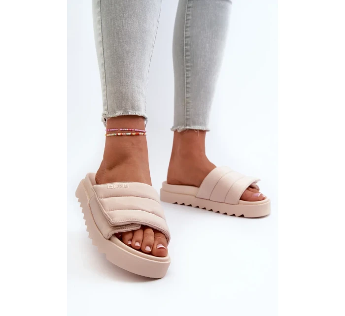 Dámske papuče na platforme Big Star Beige