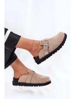 Dámske semišové papuče na platforme Big Star - béžové Dámske semišové papuče na platforme Big Star - béžové