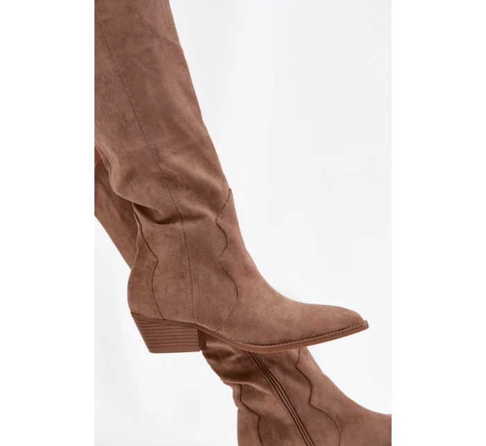 Dámské kovbojky na podpatku – béžové model 21848572 - Kesi