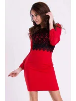 Dámske spoločenské šaty EMAMODA s dlhými rukávmi červeno-čierne - Červená / L - EMAMODA Dámske spoločenské šaty EMAMODA s dlhými rukávmi červeno-čierne - Červená / L - EMAMODA