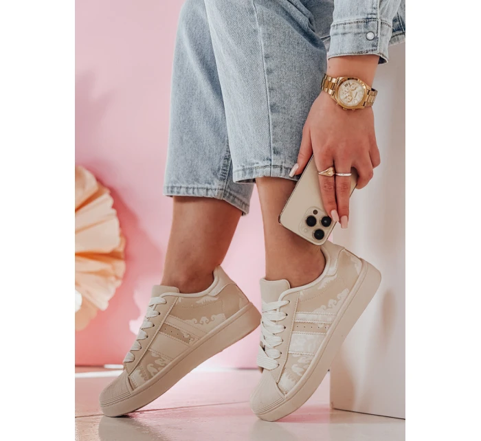 Dámské tenisky na platformě beige Dstreet model 21986989 - FashionStreet