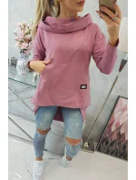 Mikina s kapucňou s dlhým chrbtom tmavo ružová