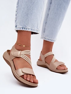Dámské sandály s pásky  Zlaté model 22200721 - Inblu