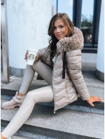 Dámská prošívaná zimní bunda s kapucí béžová Dstreet model 21970304 - FashionStreet