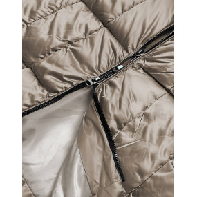 Dámska metalická zimná bunda vo farbe cappuccino (B8073-12)