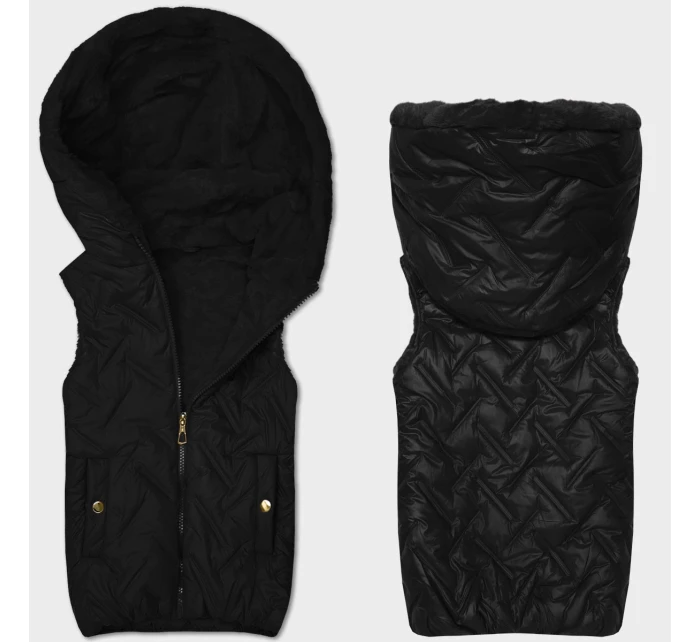 Čierna dámska vesta s kožušinovou podšívkou S'West (B8252-101)