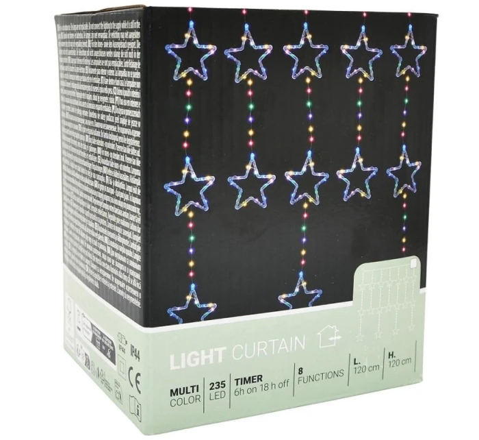 Svetelné závesy na vianočný stromček 120x120 CM 235LED MULTIKOLOR STARS