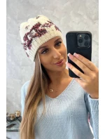 Dámska čiapka Otylia K387 ecru+bordeaux Dámska čiapka Otylia K387 ecru+bordeaux