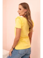 Dámska bavlnená blúzka s volánom a kamienkovým srdcom žltá Dámska bavlnená blúzka s volánom a kamienkovým srdcom žltá