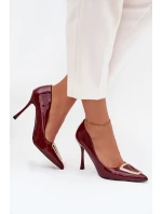 Lakované lodičky se zlatým detailem bordó model 21710695 - Boto