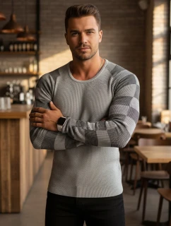 Pánský svetr přes hlavu ecru model 21962635 - Dstreet