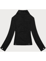 Čierna dámska džínsová bunda plus size s gombíkmi (W028-B)
