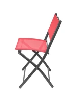 BALKÓNOVÝ NÁBYTOK SADA OKRÚHLY STÔL A 2 SKLADACIE STOLIČKY ČERVENÁ