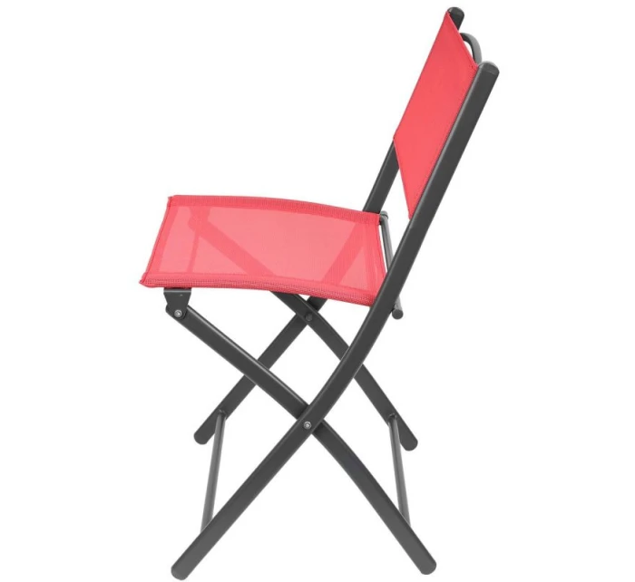 BALKÓNOVÝ NÁBYTOK SADA OKRÚHLY STÔL A 2 SKLADACIE STOLIČKY ČERVENÁ